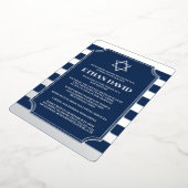 Silver Foil Striped Bar Mitzvah Invite with Star Folie Uitnodiging (Gedraaid)