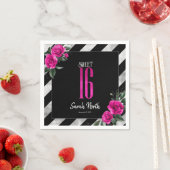 Silver Foil Stripes Floral Hot Pink ID759 Servet (Insitu)