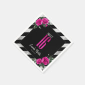 Silver Foil Stripes Floral Hot Pink ID759 Servet (Hoek)