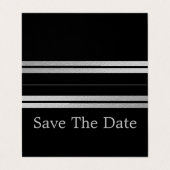 Silver Foil stripes, foto Save the Date Card Visitekaartje (Buitenkant ongevouwen)