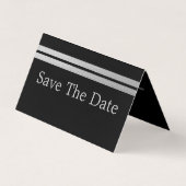 Silver Foil stripes, foto Save the Date Card Visitekaartje (Voorkant)