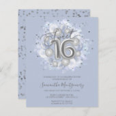 Silver Foil Sweet 16 Balloons Budget Invitation (Voorkant / Achterkant)