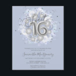 Silver Foil Sweet 16 Balloons Budget Invitation<br><div class="desc">Laat je vrienden hun kalenders voor je speciale dag markeren met deze mooie, stoffige blauwe Sweet 16 uitnodigingen. Elke uitnodiging bevat een feestelijk ontwerp met prachtige ballonnen, ideaal om de stemming te bepalen voor een dag van plezier en viering. Of je nu van plan bent een grote ballroom gala te...</div>