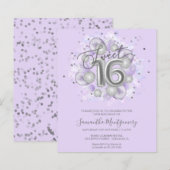 Silver Foil Sweet 16 Balloons Budget Invitation (Voorkant / Achterkant)
