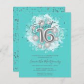 Silver Foil Sweet 16 Balloons Budget Invitation (Voorkant / Achterkant)