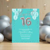 Silver Foil Sweet 16 Balloons Budget Invitations