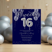 Silver Foil Sweet 16 Balloons Budget Invitations