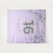 Silver Foil Sweet 16 Balloons Lavender Backdrop Wandkleed (Voorkant (horizontaal))
