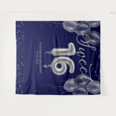 Silver Foil Sweet 16 Balloons Royal Blue Backdrop Wandkleed (Voorkant (horizontaal))