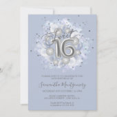 Silver Foil Sweet 16 Bday Balloons Dusty Blue Kaart (Voorkant)