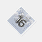 Silver Foil Sweet 16 Bday Balloons Dusty Blue Servet (Hoek)