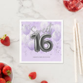 Silver Foil Sweet 16 Bday Balloons Lavender Napki Servet (Insitu)