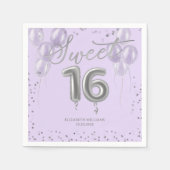 Silver Foil Sweet 16 Bday Balloons Party Lavender Servet (Voorkant)