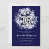 Silver Foil Sweet 16 Bday Balloons Royal Blue Kaart (Voorkant)