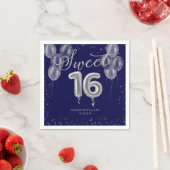 Silver Foil Sweet 16 Bday Balloons Royal Blue Servet (Insitu)