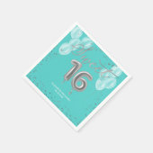 Silver Foil Sweet 16 Birthday Balloons Royal Blauw Servet (Hoek)