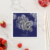Silver Foil Sweet 16 Birthday Balloons Royal Blue Servet (Insitu)