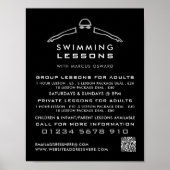 Silver Foil Swimmer Icon, Swimming Lesson Advert Poster (Voorkant)