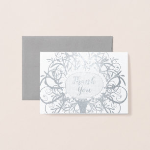 Silver Foil Swirl Tree Bedankt Folie Kaarten