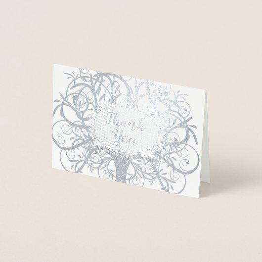Silver Foil Swirl Tree Bedankt Folie Kaarten (Voorkant)
