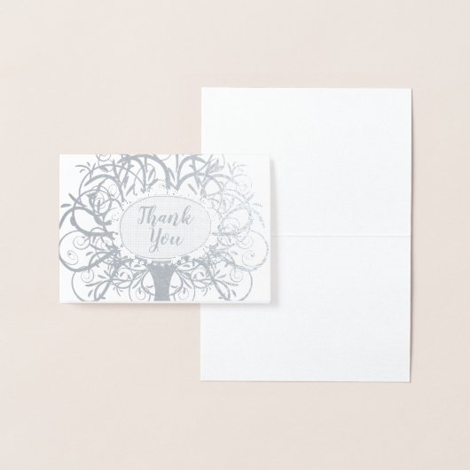 Silver Foil Swirl Tree Bedankt Folie Kaarten (Display)