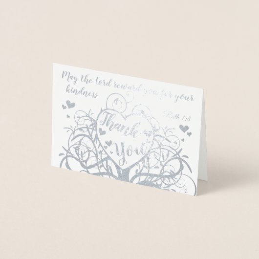 Silver Foil Swirl Tree Bedankt voor de bijbelversi Folie Kaarten (Voorkant)