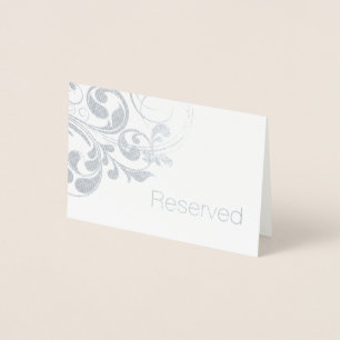 Silver Foil Swirls Elegant Flourish Reserved Folie Kaarten
