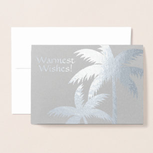 SILVER FOIL TROPICAL PALM TREE CHRISTMAS CARD FOLIE KAARTEN