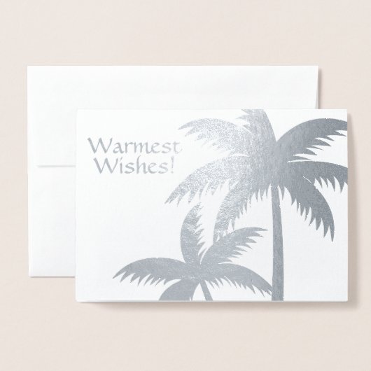 SILVER FOIL TROPICAL PALM TREE CHRISTMAS CARD FOLIE KAARTEN (Voorkant met envelop)