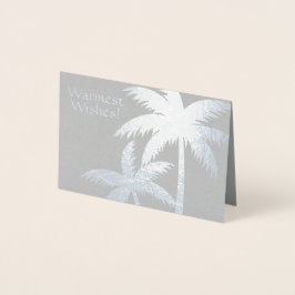 SILVER FOIL TROPICAL PALM TREE CHRISTMAS CARD MINI FOLIE KAARTEN