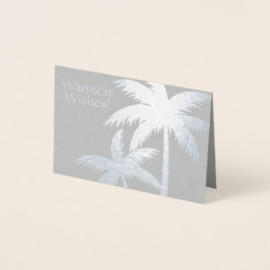 SILVER FOIL TROPICAL PALM TREE CHRISTMAS CARD MINI FOLIE KAARTEN