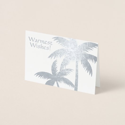 SILVER FOIL TROPICAL PALM TREE CHRISTMAS CARD MINI FOLIE KAARTEN (Voorkant)