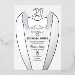 Silver Foil Tuxedo Suit Mannen 21st Birthday Party Folie Uitnodiging<br><div class="desc">Silver Foil Tuxedo Suit Mannen 21st Birthday Party Invitation Bekijk andere uitnodigingen in onze niche en nestwinkel</div>