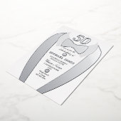 Silver Foil Tuxedo Suit Mannen 50th Birthday Party Folie Uitnodiging (Gedraaid)