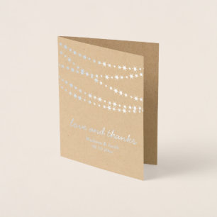 Silver Foil Twinkle Lights op Kraft Hartelijk dank Folie Kaarten