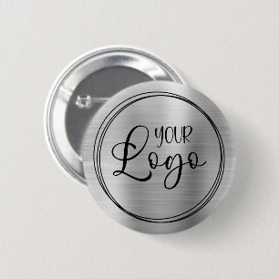 Silver Foil Uw zakelijke Logo hier Ronde Button 5,7 Cm