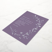 Silver Foil Vine Scroll Wedding, Dusty Paars Folie Uitnodiging (Gedraaid)