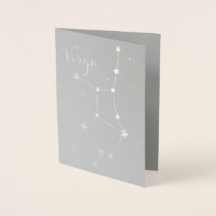 Silver Foil Virgo Zodiac Constellation Folie Kaarten