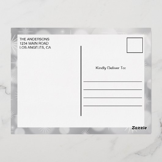 Silver Foil Waterverf Kerstgnomen Folie Feestdagen Briefkaart (Achterkant)