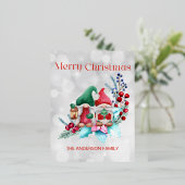 Silver Foil Waterverf Kerstgnomen Folie Feestdagen Briefkaart (Staand Voorkant)