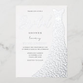 Silver Foil Wedding Dress Vrijgezellenfeest Folie Uitnodiging (Voorkant)