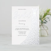Silver Foil Wedding Dress Vrijgezellenfeest Folie Uitnodiging (Staand Voorkant)