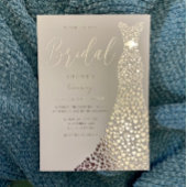 Silver Foil Wedding Dress Vrijgezellenfeest Folie Uitnodiging