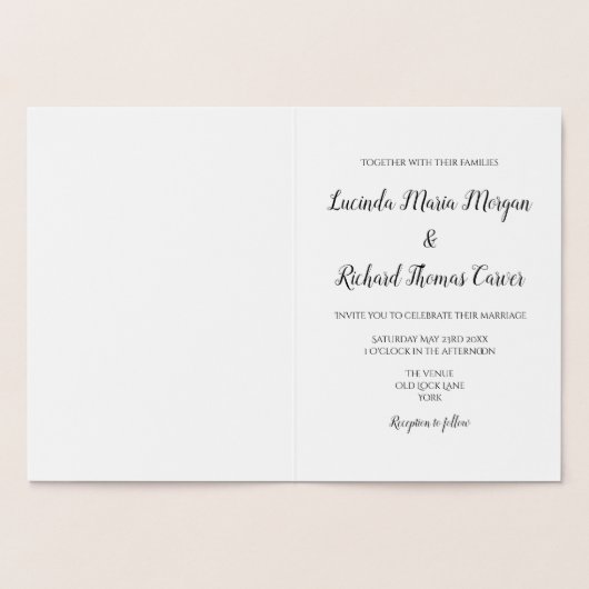 Silver Foil Wedding Invitation Kaart (Binnen)