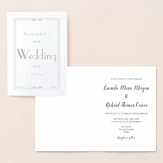 Silver Foil Wedding Invitation Kaart (Display)