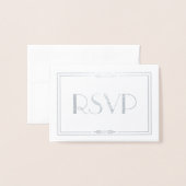 Silver Foil Wedding RSVP Kaart (Voorkant met envelop)