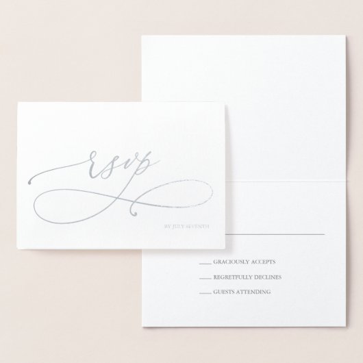 Silver Foil Wedding RSVP Reply Folie Kaart (Display)