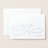 Silver Foil Wedding RSVP Reply Folie Kaart (Voorkant met envelop)