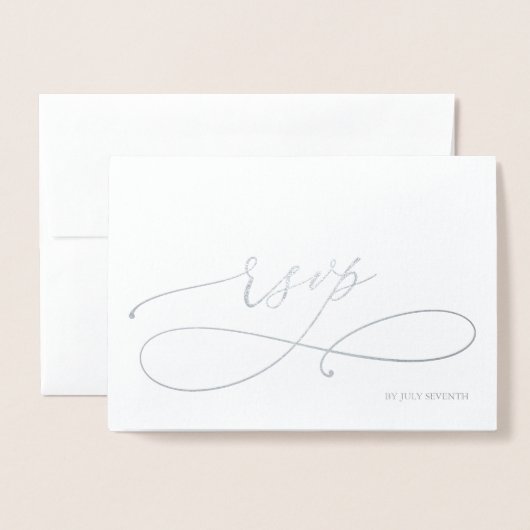 Silver Foil Wedding RSVP Reply Folie Kaart (Voorkant met envelop)