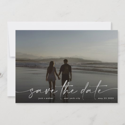 Silver Foil White Grey Modern Photo Ultimate Save The Date (Voorkant)